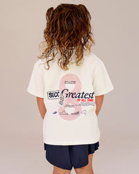 Studio image of Kids Greatest of All Time FLXCotton Tee - Off White Washed-Scarlet | Thumbnail Index: 0