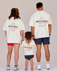 Studio image of Kids Greatest of All Time FLXCotton Tee - Off White Washed-Scarlet | Thumbnail Index: 4