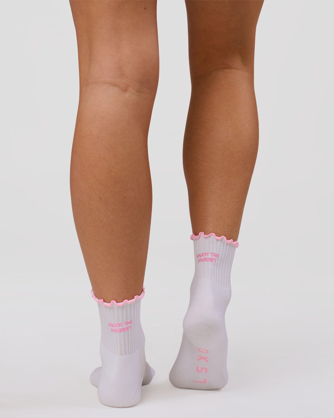 Studio image of Motion Performance Frill Socks - White-Pink Rose - view 4