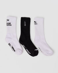Studio image of Movember x LSKD Crew Socks 3 Pack - White-Black | Thumbnail Index: 1