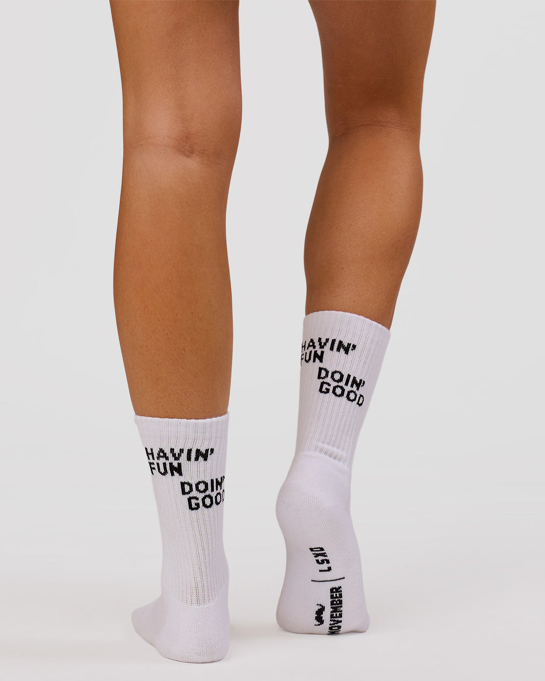 Studio image of Movember x LSKD Crew Socks 3 Pack - White-Black - view 8