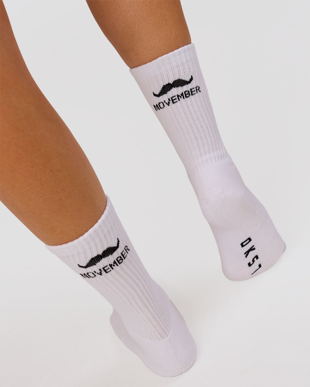 Studio image of Movember x LSKD Crew Socks 3 Pack - White-Black - view 13