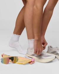 Studio image of Performance Frill Quarter Sock - White-White | Thumbnail Index: 1