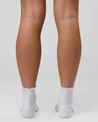 Studio image of Performance Frill Quarter Sock - White-White | Thumbnail Index: 5