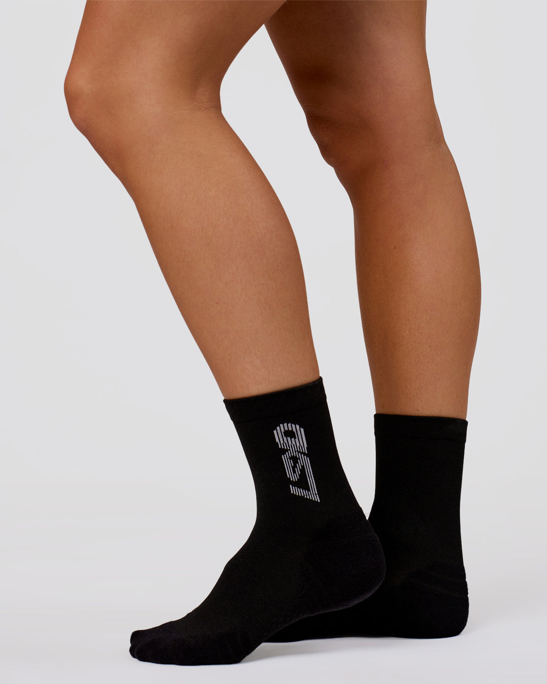Studio image of Power Performance Quarter Socks - Black-White - view 2