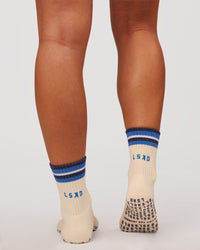Studio image of Revitalise Pilates Grip Sock 2.0 - Off White-Nightshadow | Thumbnail Index: 4