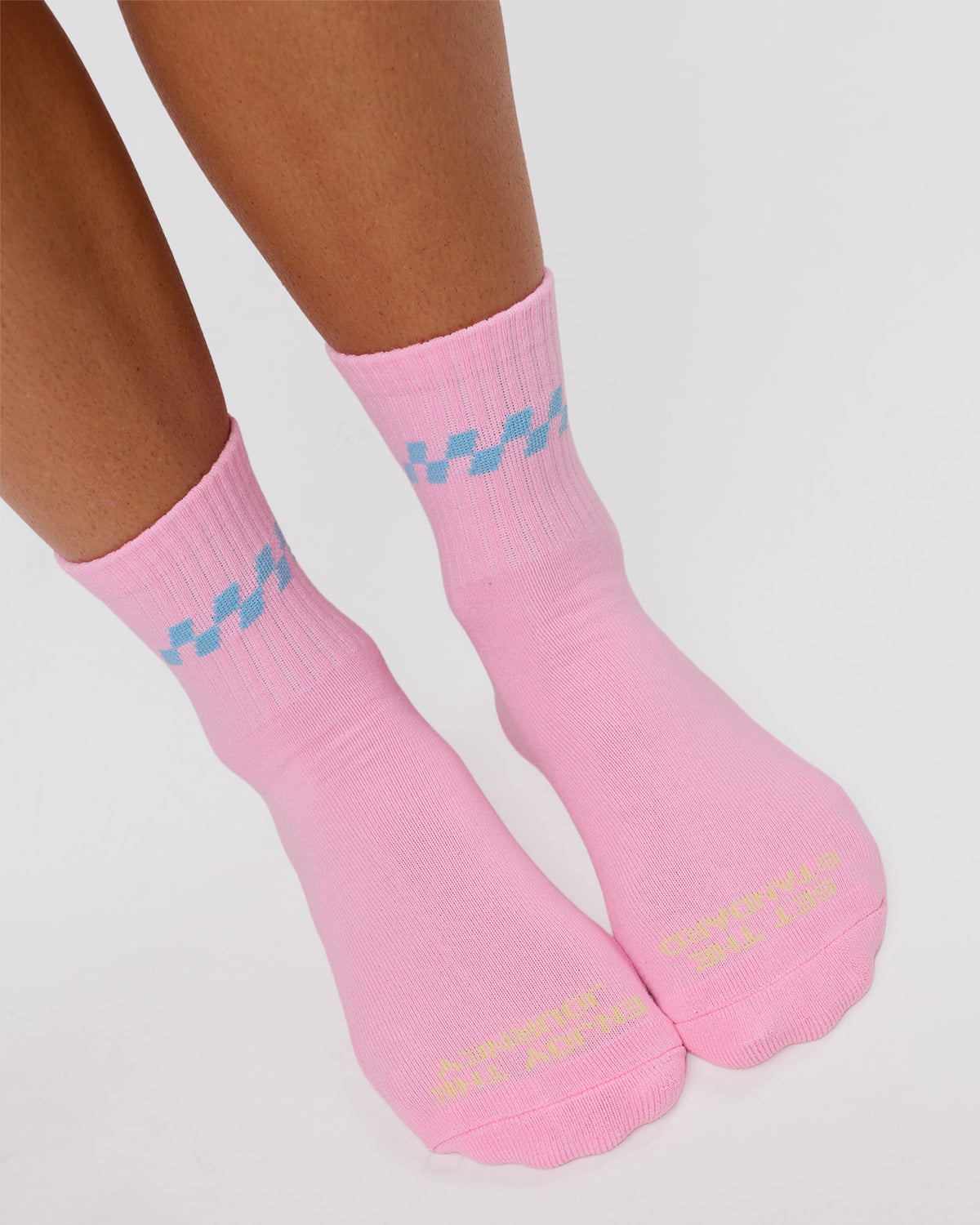 Studio image of Stay in Motion Quarter Socks - Pink Rose-Open Air