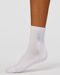 Studio image of Strong is Beautiful Quarter Socks - White-Open Air | Thumbnail Index: 4