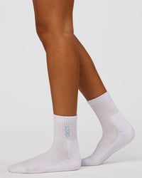 Studio image of Strong is Beautiful Quarter Socks - White-Open Air | Thumbnail Index: 5