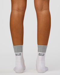 Studio image of Aero Performance Crew Socks - White-Reflective | Thumbnail Index: 1