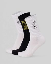 Studio image of TGHF X LSKD 3 pack Crew Sock - White | Thumbnail Index: 0