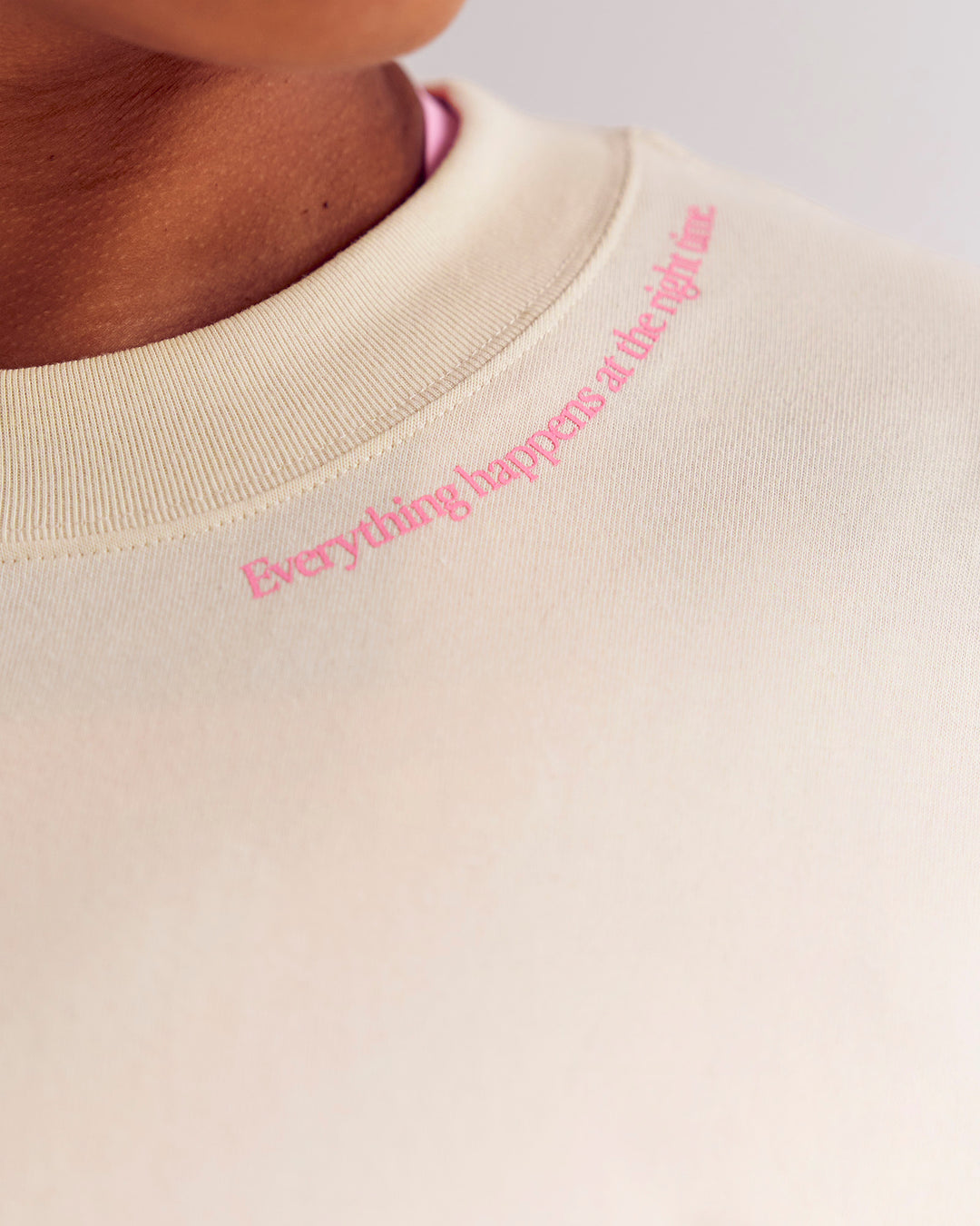 Woman wearing Bree Heavyweight Oversized Tee - Vanilla Bean | Model:Cass | Size:L - view 14