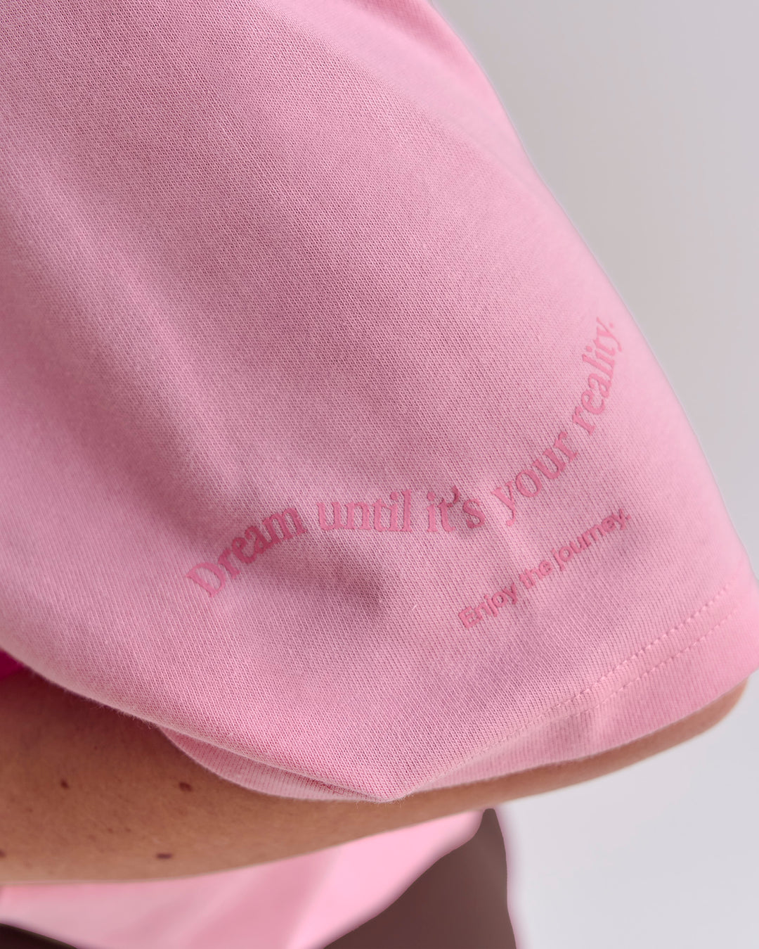 Woman wearing Bree Heavyweight Oversized Tee - Pink Rose | Model:Bree | Size:M - view 17