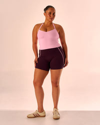 Woman wearing Unleash Shelf Bra Tank - Pink Rose | Model:Simmy | Size:M | Thumbnail Index: 6