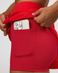 Woman wearing Challenger 3" Lined Performance Short - Scarlet | Model:Amity | Size:S | Thumbnail Index: 5