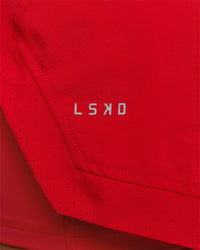 Woman wearing Challenger 3" Lined Performance Short - Scarlet | Model:Amity | Size:S | Thumbnail Index: 6