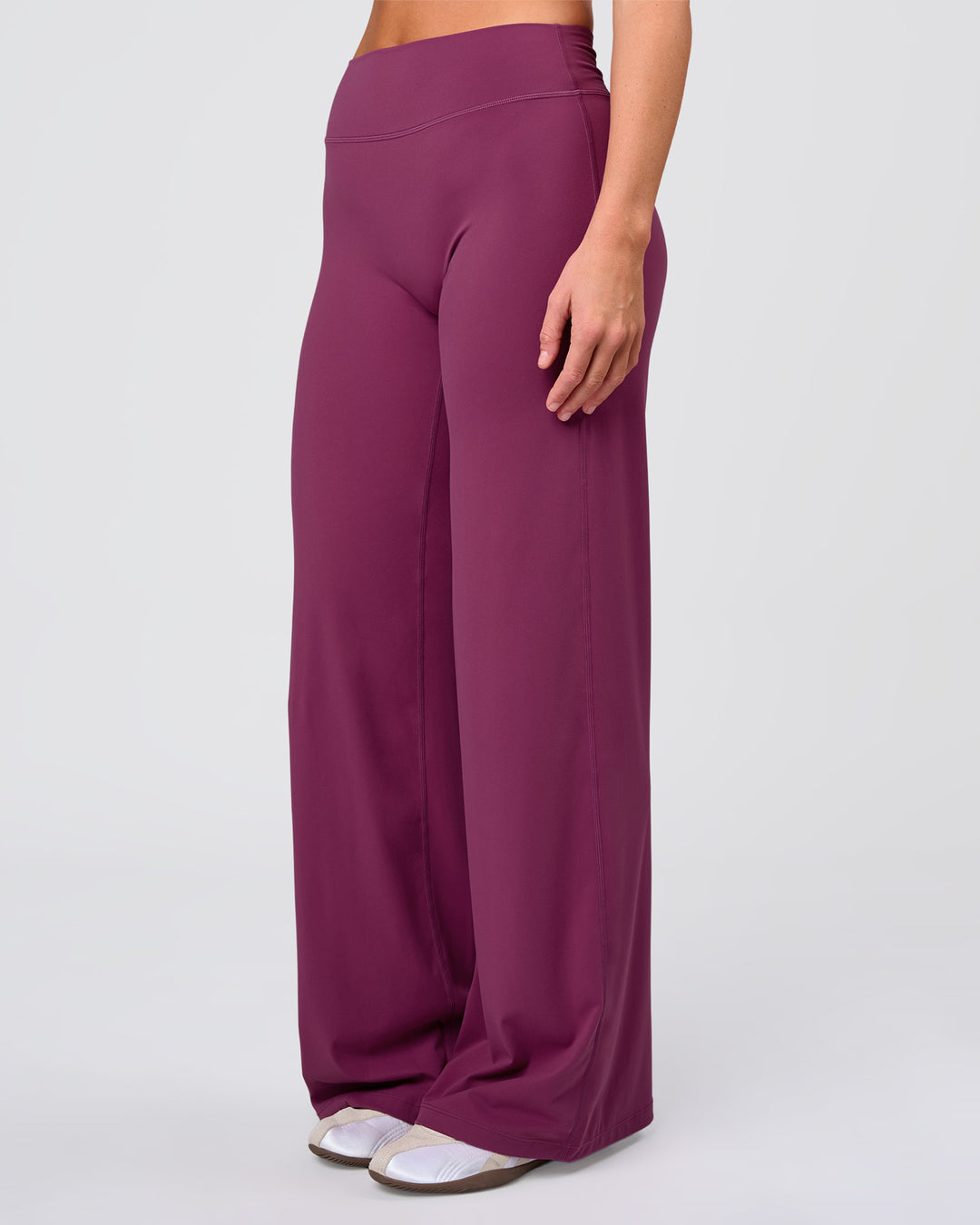Woman wearing Elixir High-Rise Pant - Boysenberry | Model:Amity | Size:S - view 1