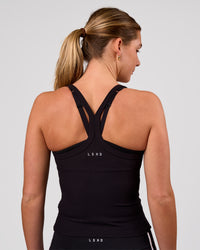 Woman wearing Flame Ribbed Regular Length Tank - Black | Model: Amity | Size: S | Thumbnail Index: 6