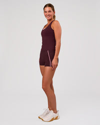 Woman wearing Flow Rep Scoop Neck Tank - Cherry Lacquer | Model:Amity | Size:S | Thumbnail Index: 3