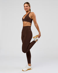 Woman wearing O.G. Fusion Ultra High-Rise Full Length Legging Pockets - Hot Chocolate | Model:Amity | Size:S | Thumbnail Index: 3