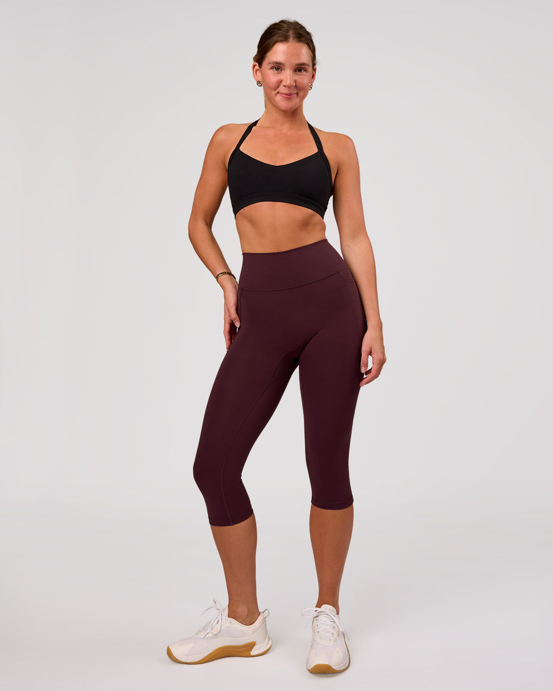 Woman wearing Unleash Sports Bra - Black | Model:Amity | Size:S - view 5