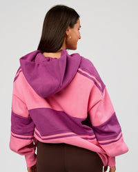 Woman wearing A-Team Oversized Hoodie - Candy Pink-Boysenberry | Model:Bianca | Size:S | Thumbnail Index: 4