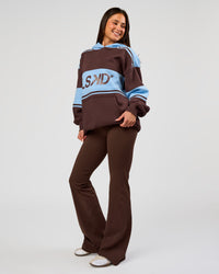 Woman wearing A-Team Oversized Hoodie - Hot Chocolate-Open Air | Model:Bianca | Size:S | Thumbnail Index: 6