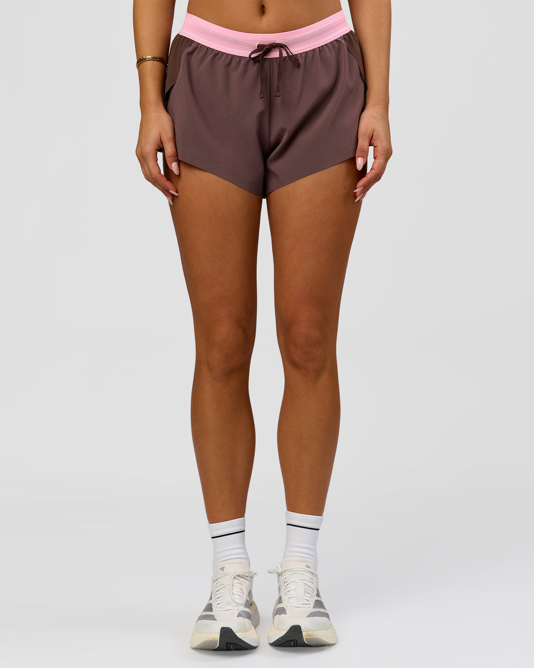 Woman wearing Accelerate 3" Mid-Rise Running Short - Neapolitan | Model:Bianca | Size:S - view 8