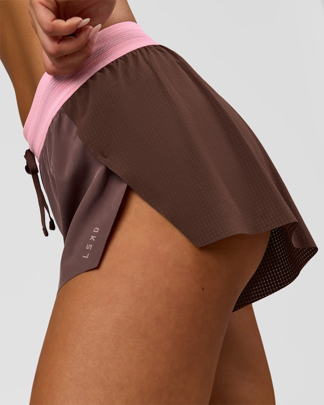 Woman wearing Accelerate 3" Mid-Rise Running Short - Neapolitan | Model:Bianca | Size:S - view 5