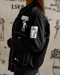 Woman wearing Andrew J. Steel x LSKD Bomber Jacket - Black | Model:Bianca | Size:S | Thumbnail Index: 22