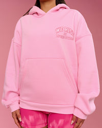 Woman wearing BCAM Heavyweight Boxy Hoodie - Pink Rose | Model:Bianca | Size:S | Thumbnail Index: 15