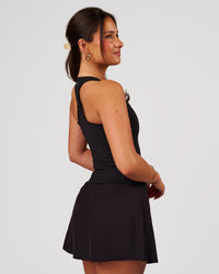 Woman wearing Flow Rep Scoop Neck Tank - Black | Model:Bianca | Size:S | Thumbnail Index: 3