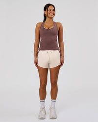 Woman wearing Flow Rep Scoop Neck Tank - Cocoa Powder | Model:Bianca | Size:S | Thumbnail Index: 4