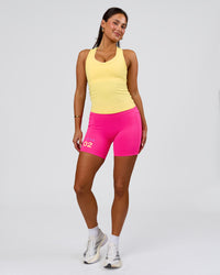 Woman wearing Flow Rib Scoop Neck Tank - Lemon | Model:Bianca | Size:S | Thumbnail Index: 1