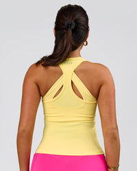 Woman wearing Flow Rib Scoop Neck Tank - Lemon | Model:Bianca | Size:S | Thumbnail Index: 4