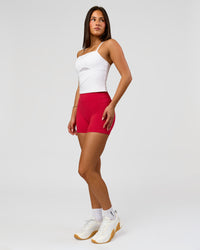 Woman wearing Fusion Ultra High-Rise 4" Short Pockets - Scarlet | Model:Bianca | Size:S | Thumbnail Index: 5