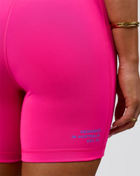 Woman wearing Fusion V-Contour High-Rise 6" Short Pockets - Ultra Pink-Tech Department | Model:Bianca | Size:S | Thumbnail Index: 10