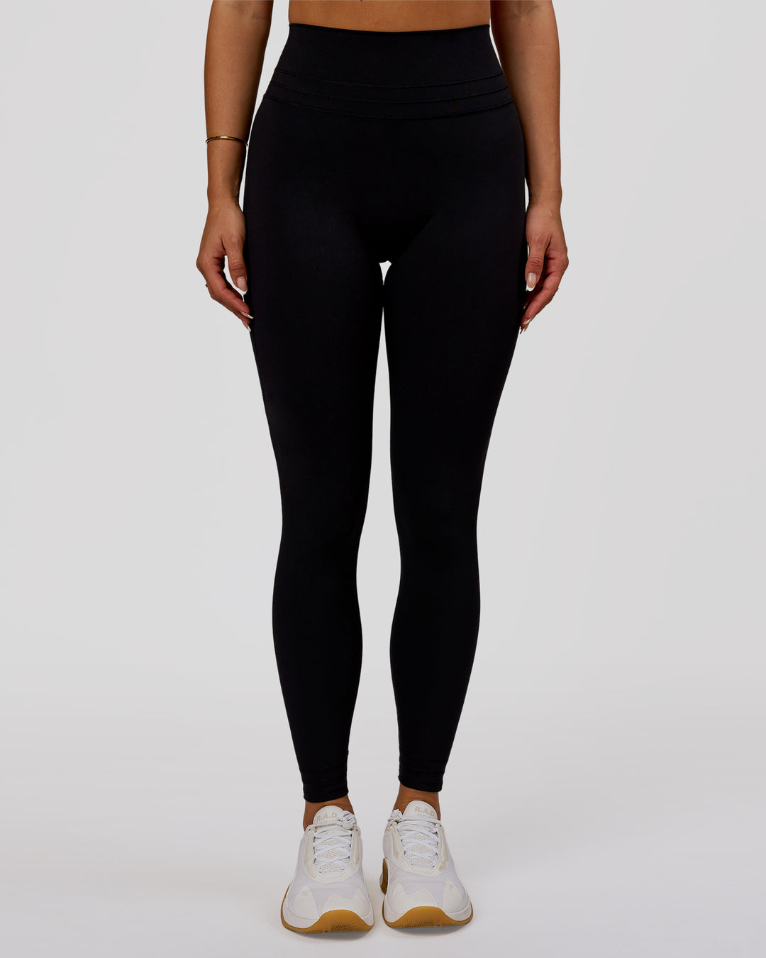 Woman wearing Luxe V-Contour High-Rise Full Length Legging - Black | Model:Bianca | Size:S - view 1