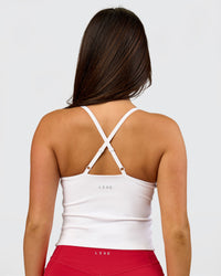 Woman wearing Podium Mesh Shelf Bra Tank - White | Model:Bianca | Size:S | Thumbnail Index: 3