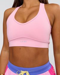 Woman wearing Stamina Amplify Sports Bra - Pink Rose | Model:Bianca | Size:S | Thumbnail Index: 0