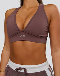 Woman wearing Stamina Sports Bra - Cocoa Powder | Model:Bianca | Size:S | Thumbnail Index: 0