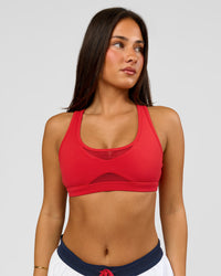 Woman wearing Unstoppable Racerback Sports Bra - Scarlet | Model:Bianca | Size:S | Thumbnail Index: 3