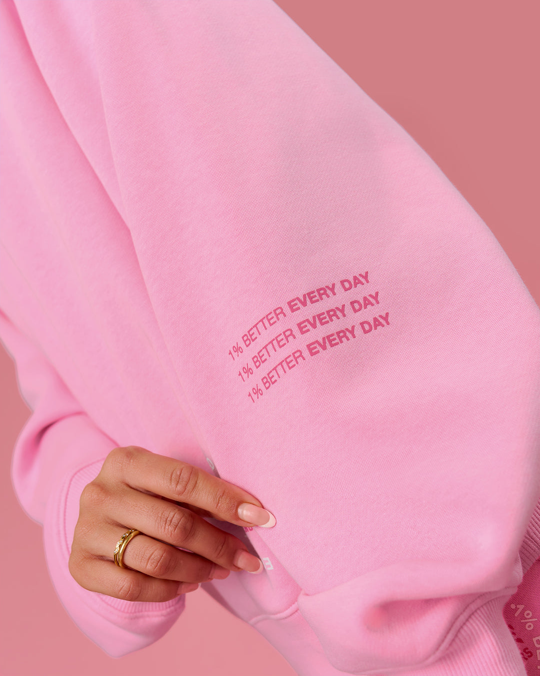 Woman wearing We Rise Oversized Sweater - Pink Rose-We Rise | Model:Bianca | Size:S - view 11