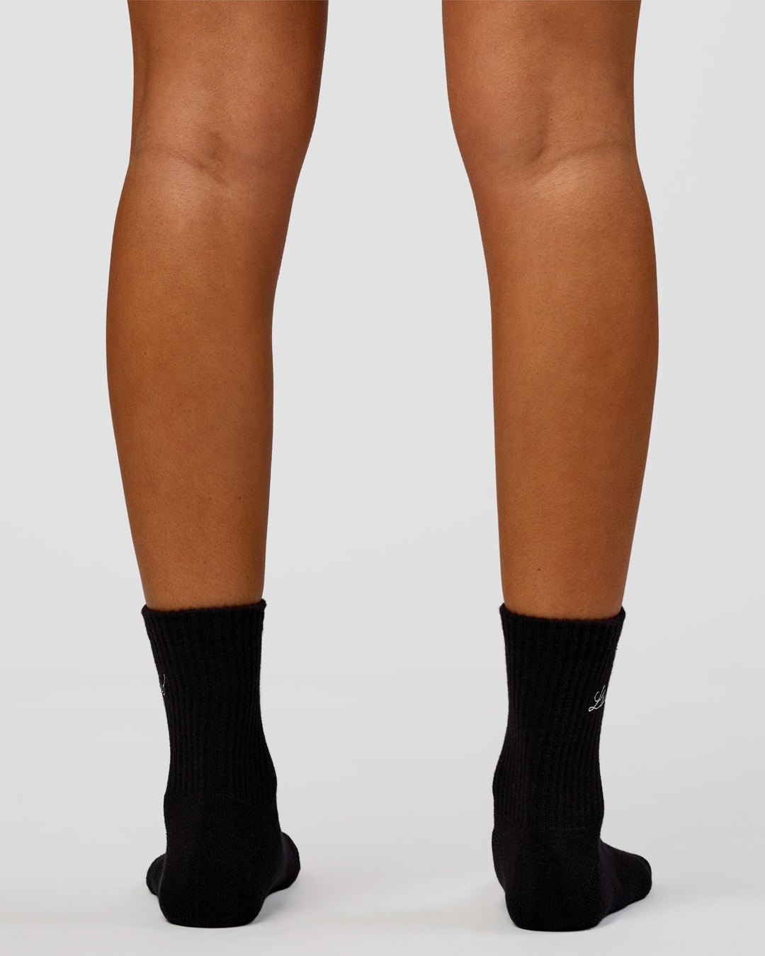 Woman wearing Script Quarter Socks 3 Pack 2.0 - Black-Grey-White | Model:Charli | Size:S - view 5