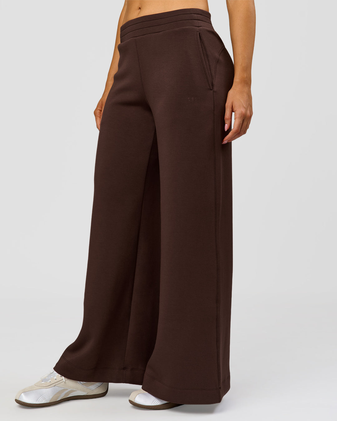 Woman wearing Elevate SoftTouch Wide Leg Pant - Hot Chocolate | Model:Claire | Size:S - view 1