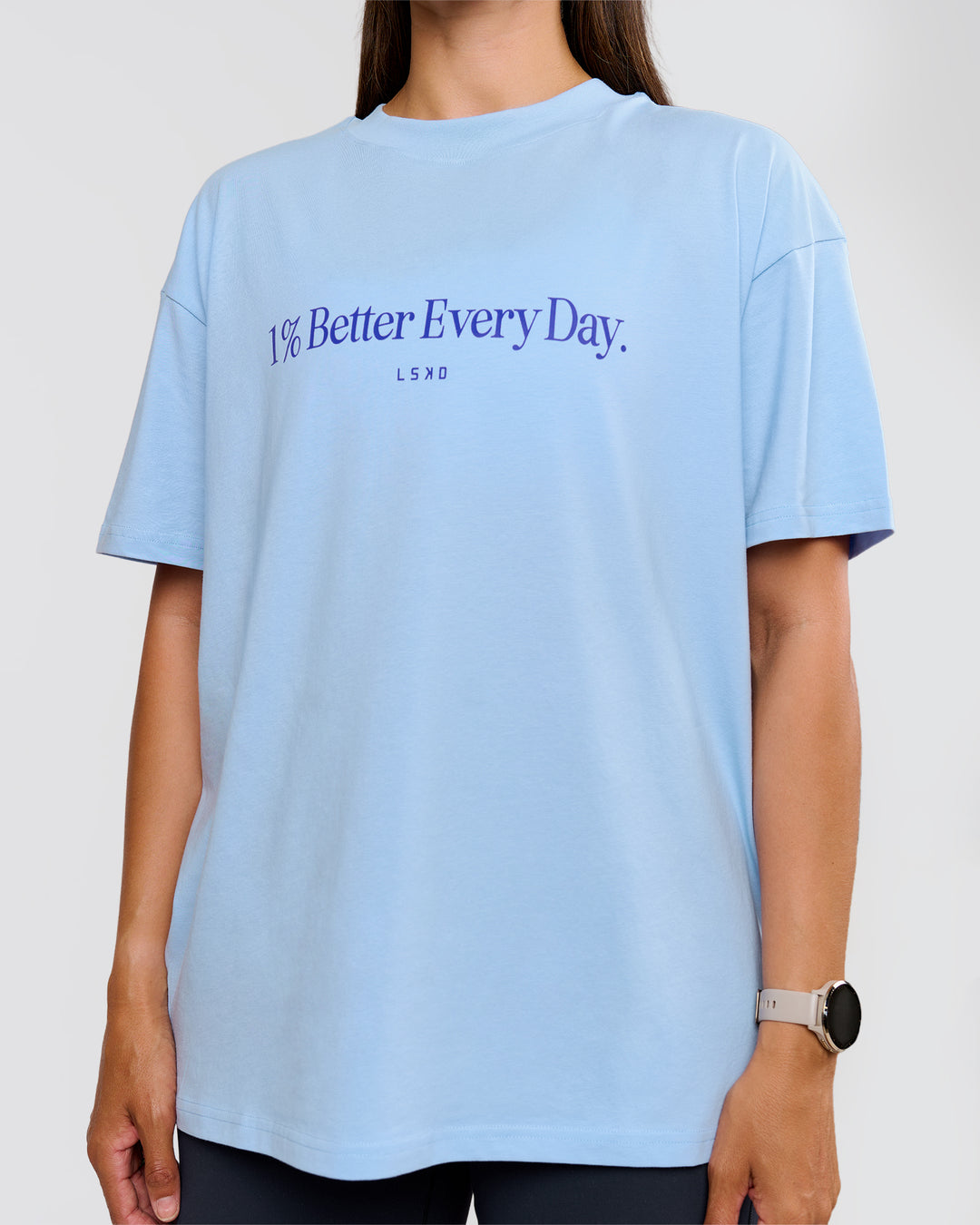 Woman wearing VS6 1% Better Fathers Day FLXCotton Oversized Tee - Open Air | Model:Jess | Size:S - view 19