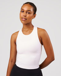 Woman wearing Flow Performance Tank 2.0 - White | Model:Jordan | Size:S | Thumbnail Index: 0