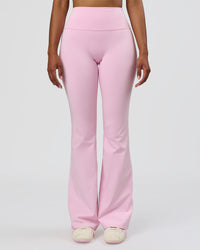 Woman wearing Fusion V-Contour Bind High-Rise Flared Legging - Marshmallow-White | Model:Jordan | Size:S | Thumbnail Index: 2