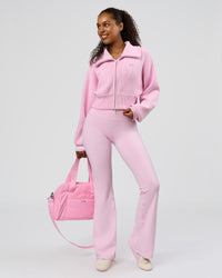Woman wearing Fusion V-Contour Bind High-Rise Flared Legging - Marshmallow-White | Model:Jordan | Size:S | Thumbnail Index: 3