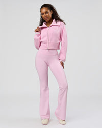 Woman wearing Fusion V-Contour Bind High-Rise Flared Legging - Marshmallow-White | Model:Jordan | Size:S | Thumbnail Index: 9